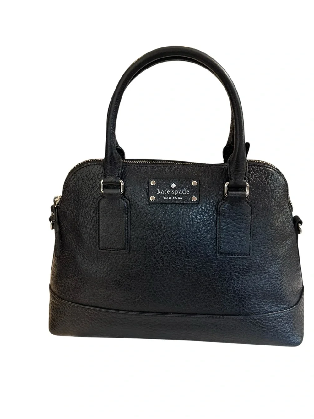 kate spade Bay Street Small Black Rachelle Pebbled Leather Dome Satchel